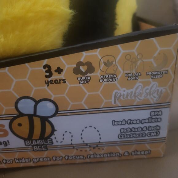 Pink Sky Weighted Snug Bud Bumble Bee Plush Stress Support Snuggle Buddy Calm - Picture 5 of 9